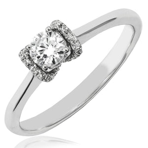 Solitaire Semi-Mount Ring with Diamond Pavé Accent