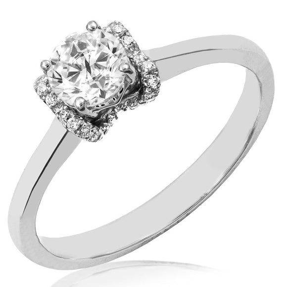 Solitaire Semi-Mount Ring with Diamond Pavé Accent
