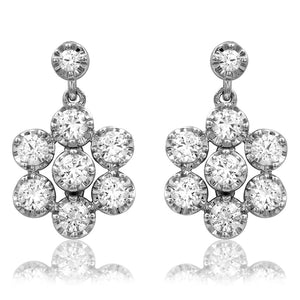 Floral Diamond Cluster Illusion Earrings