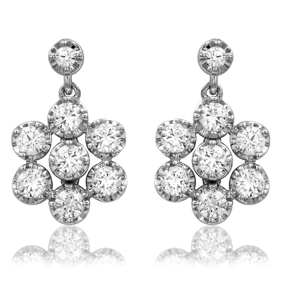 Floral Diamond Cluster Illusion Earrings