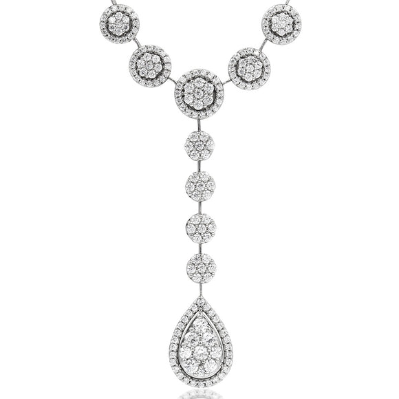 Diamond Cluster Necklace with Teardrop Pendant