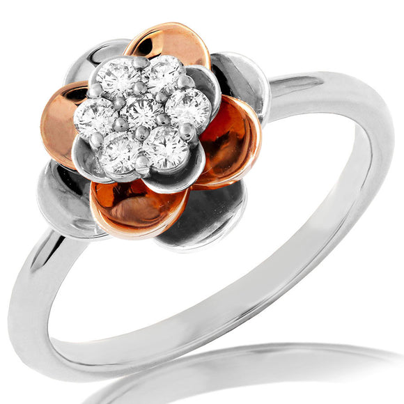 Rose Diamond Cluster Ring with Rose Gold Accent
