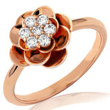 Rose Diamond Cluster Ring with Rose Gold Accent