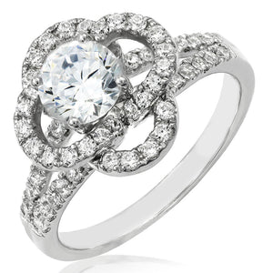 Floral Semi-Mount Diamond Ring with Split Shoulders