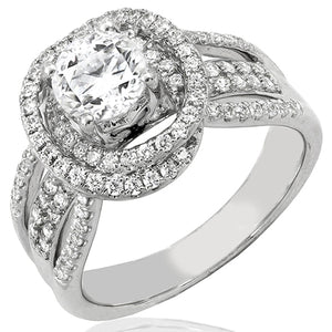 Diamond Halo Semi-Mount Ring with Pavé Band Details