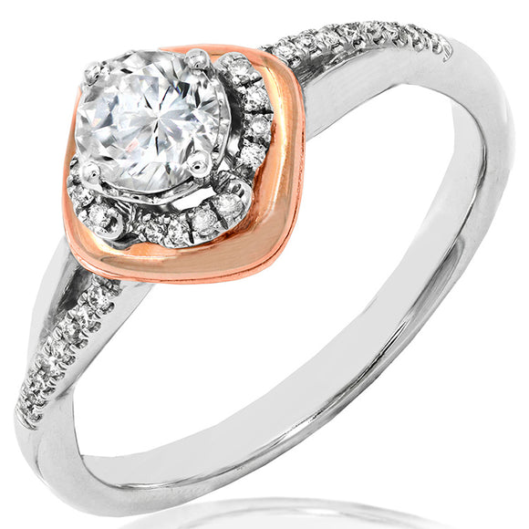 Cushion Semi-Mount Diamond Twist Ring with Rose Gold Accent