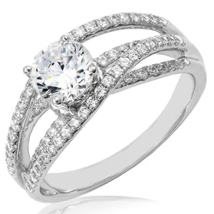 Diamond Semi-Mount Ring with Cross-Over Shank