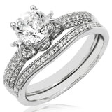 Diamond Semi-Mount Bridal Ring Set with Pavé Band Detail