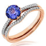 Gemstone Bridal Ring Set with Diamond Accent