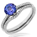 Gemstone Bridal Ring Set with Diamond Accent