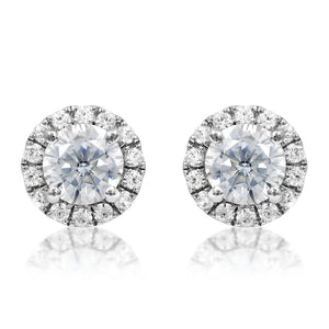 Diamond Halo Semi-Mount Stud Earrings