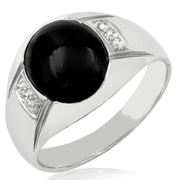 Men's Onyx Ring with Diamond Accent