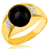Men's Onyx Ring with Diamond Accent