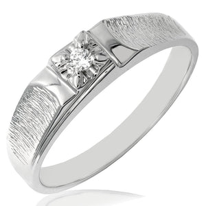 Men's Diamond Illusion Ring with Textured Band