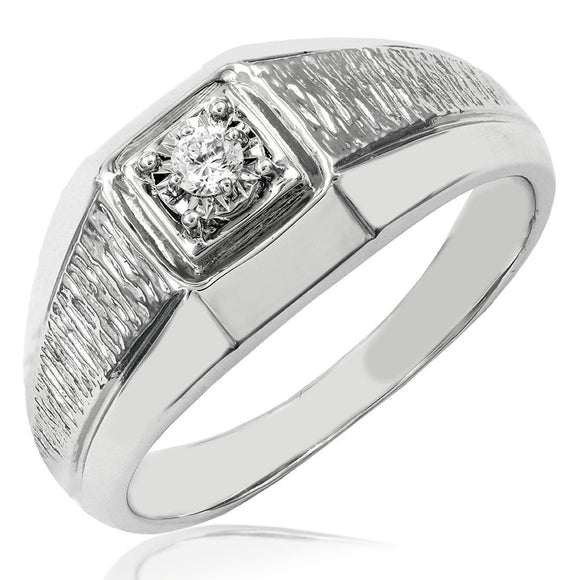 Men's Diamond Illusion Ring with Band Details