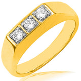 Men's Flat Top Three-Stone Ring