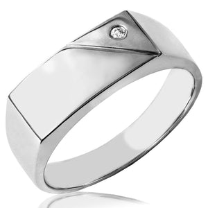 Men's Flat Top Ring with Single Diamond