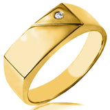 Men's Flat Top Ring with Single Diamond