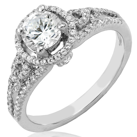 Intricate Semi-Mount Diamond Halo Ring 