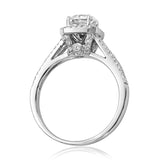 Cushion Semi-Mount Diamond Halo Ring with Split Shoulders