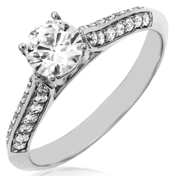 Diamond Semi-Mount Engagement Ring with Pavé Accent Band