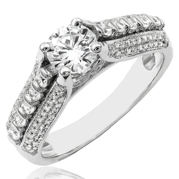 Intricate Semi-Mount Diamond Engagement Ring with Pavé Accent Band