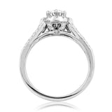 Diamond Halo Semi-Mount Ring with Triple Shank