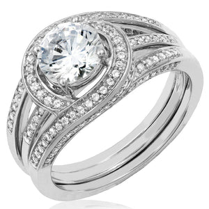 Diamond Semi-Mount Swirl Ring with Triple Shank