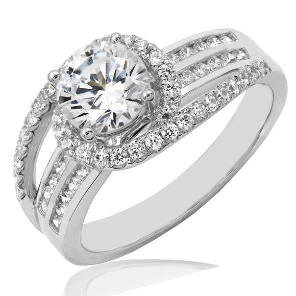 Diamond Semi-Mount Swirl Ring with Channel Set Band