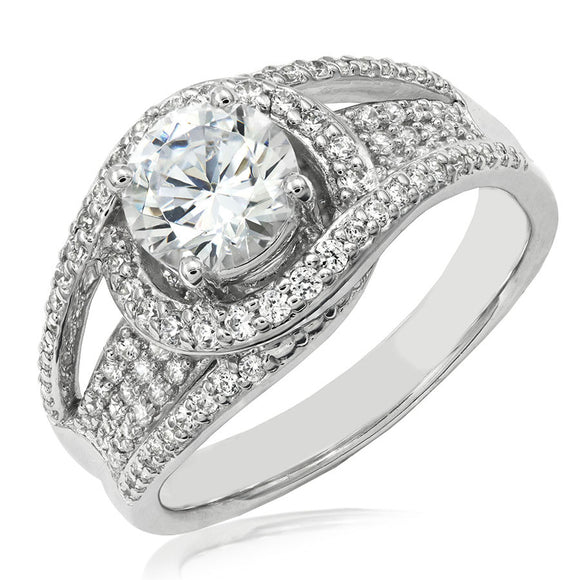 Intricate Semi-Mount Diamond Swirl Ring with Pavé Band Detail