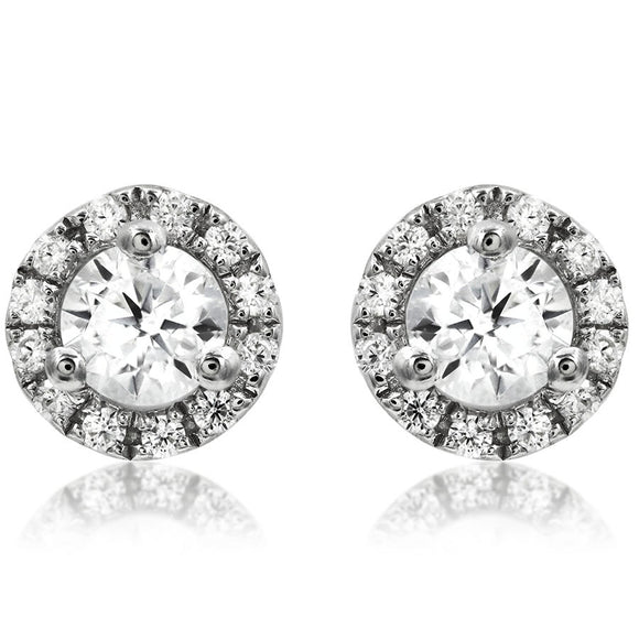 Diamond Halo Semi-Mount Stud Earrings