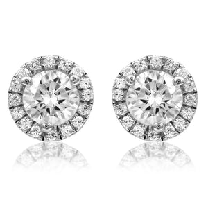 Diamond Halo Semi-Mount Stud Earrings