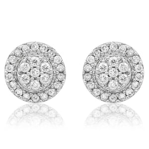 Diamond Cluster Halo Stud Earrings