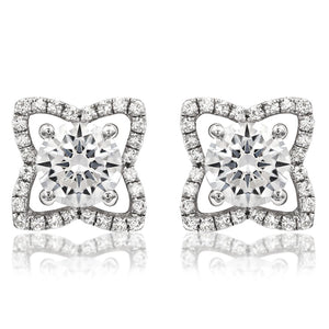 Floral Semi-Mount Diamond Stud Earrings