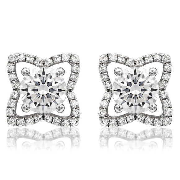 Floral Semi-Mount Diamond Stud Earrings