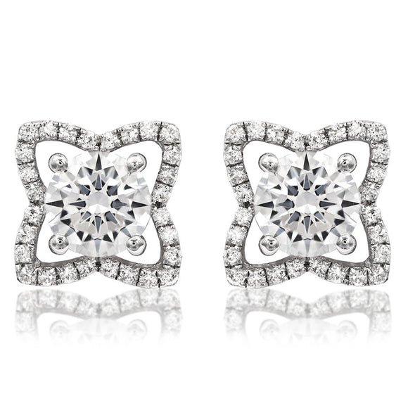 Floral Semi-Mount Diamond Stud Earrings