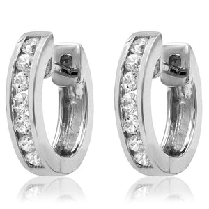 Channel Set Diamond Huggie Earrings