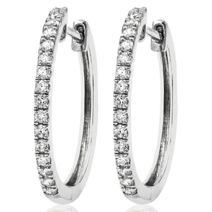 Scallop Set Diamond Huggie Earrings