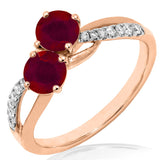 Two-Stone Gemstone Twist Ring with Diamonds and Rose Gold Accent