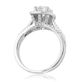 Cushion Semi-Mount Diamond Halo Ring with Triple Shank