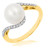 Swirl Pearl Ring with Diamond Accent