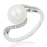 Swirl Pearl Ring with Diamond Accent