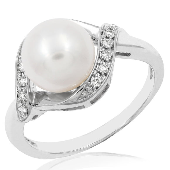 Pearl Twist Ring with Diamond Accent