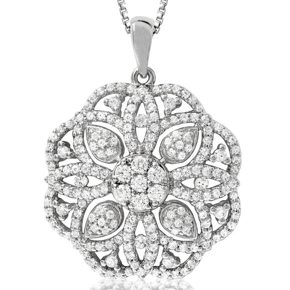 Intricate Floral Diamond Pendant