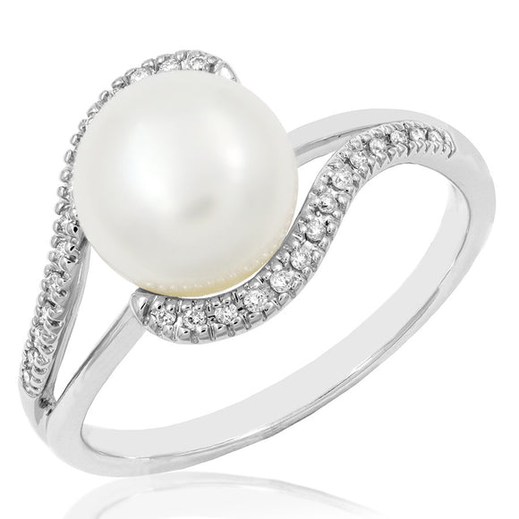 Pearl Swirl Ring with Diamond Accent