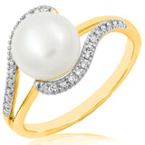 Pearl Swirl Ring with Diamond Accent