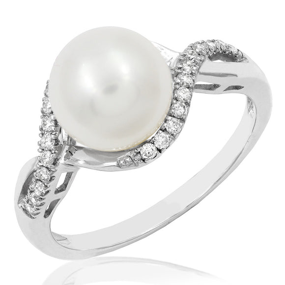 Pearl Twist Ring with Diamond Accent