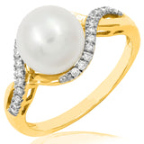 Pearl Twist Ring with Diamond Accent