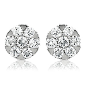 Diamond Cluster Stud Earrings