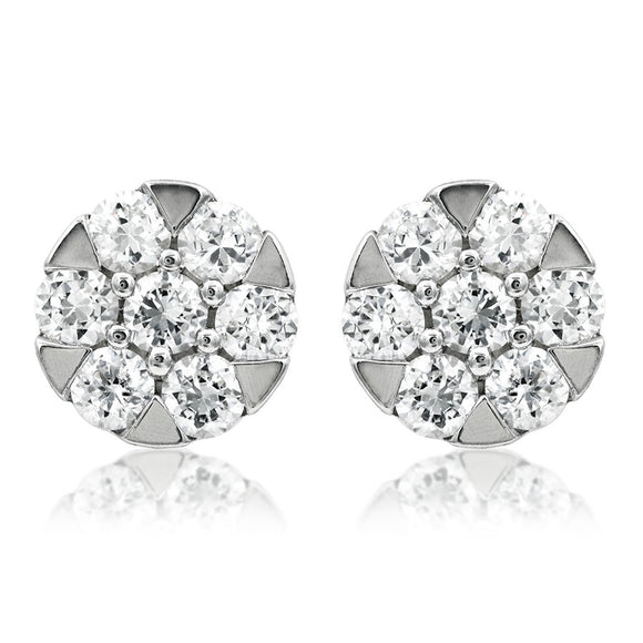 Diamond Cluster Stud Earrings